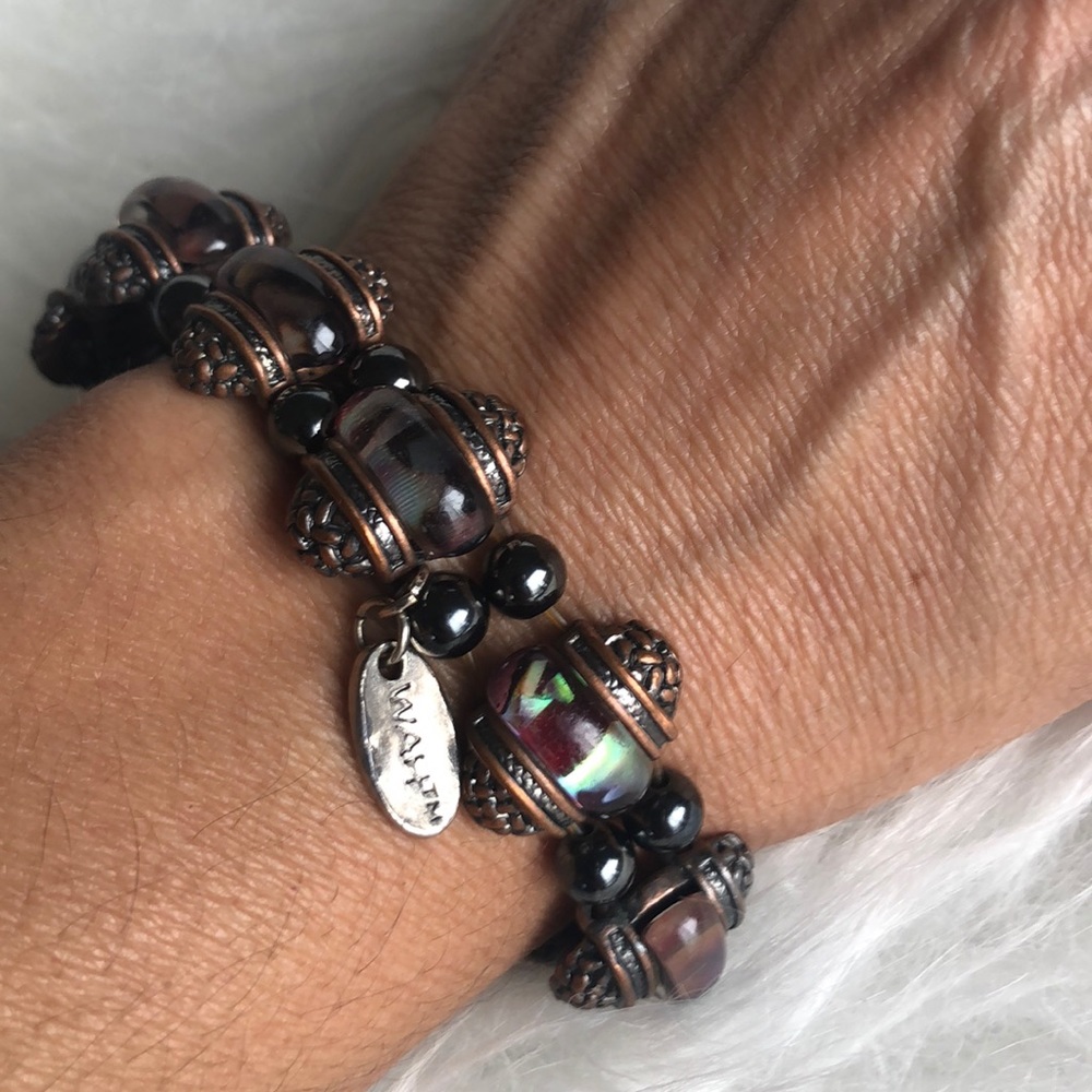 WAH magnetic bronze glass stretchy bracelet‎